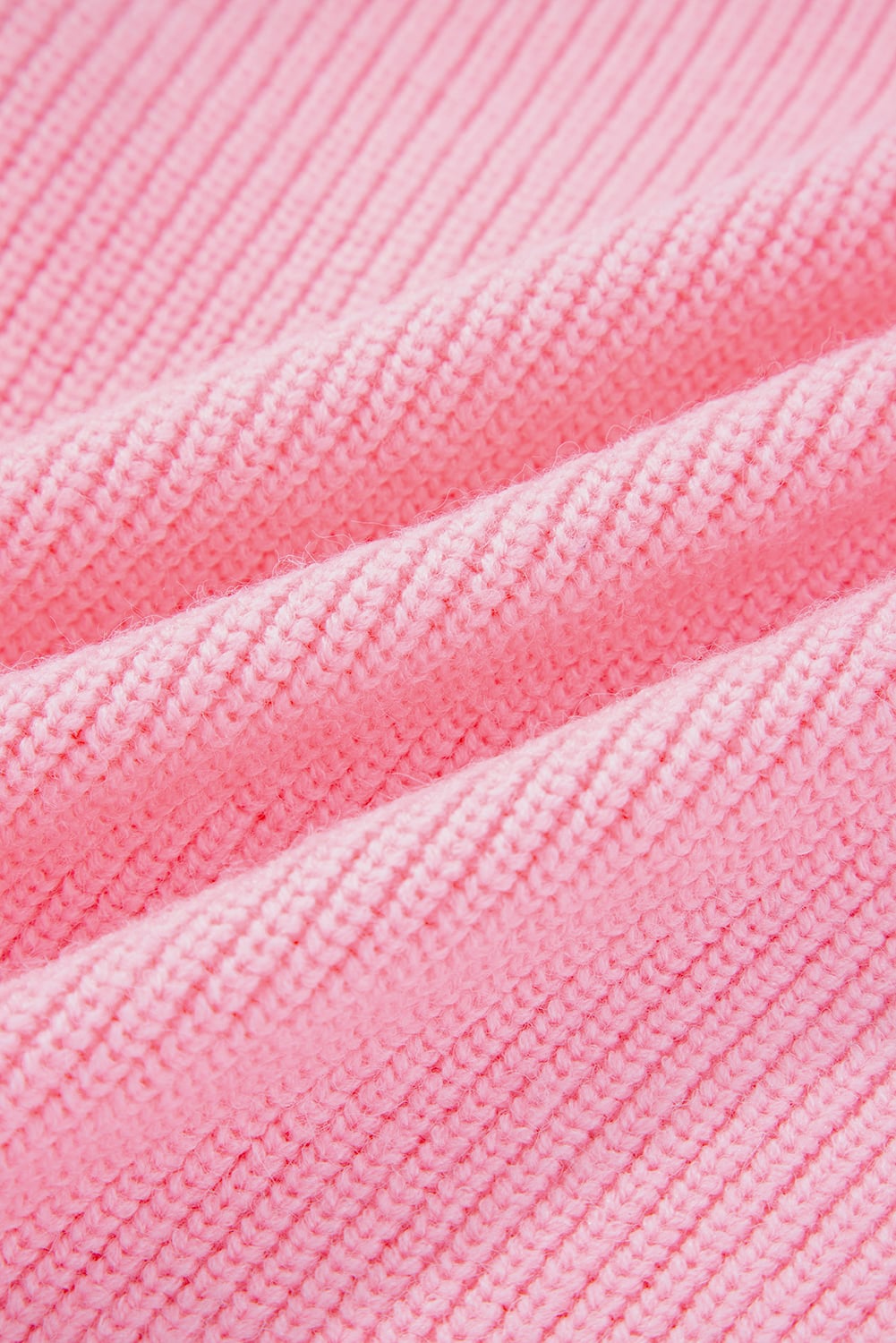 Pink Merry Candy Cane Puffy Knit Crew Neck Sweater