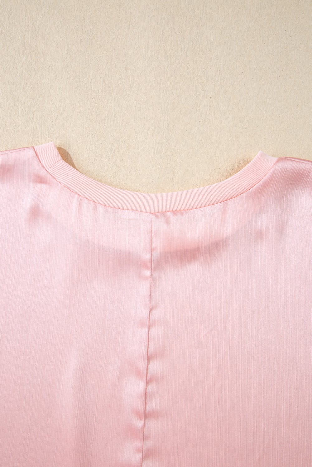 Pink Metallic Gloss Short Batwing Sleeve Plus Size Top
