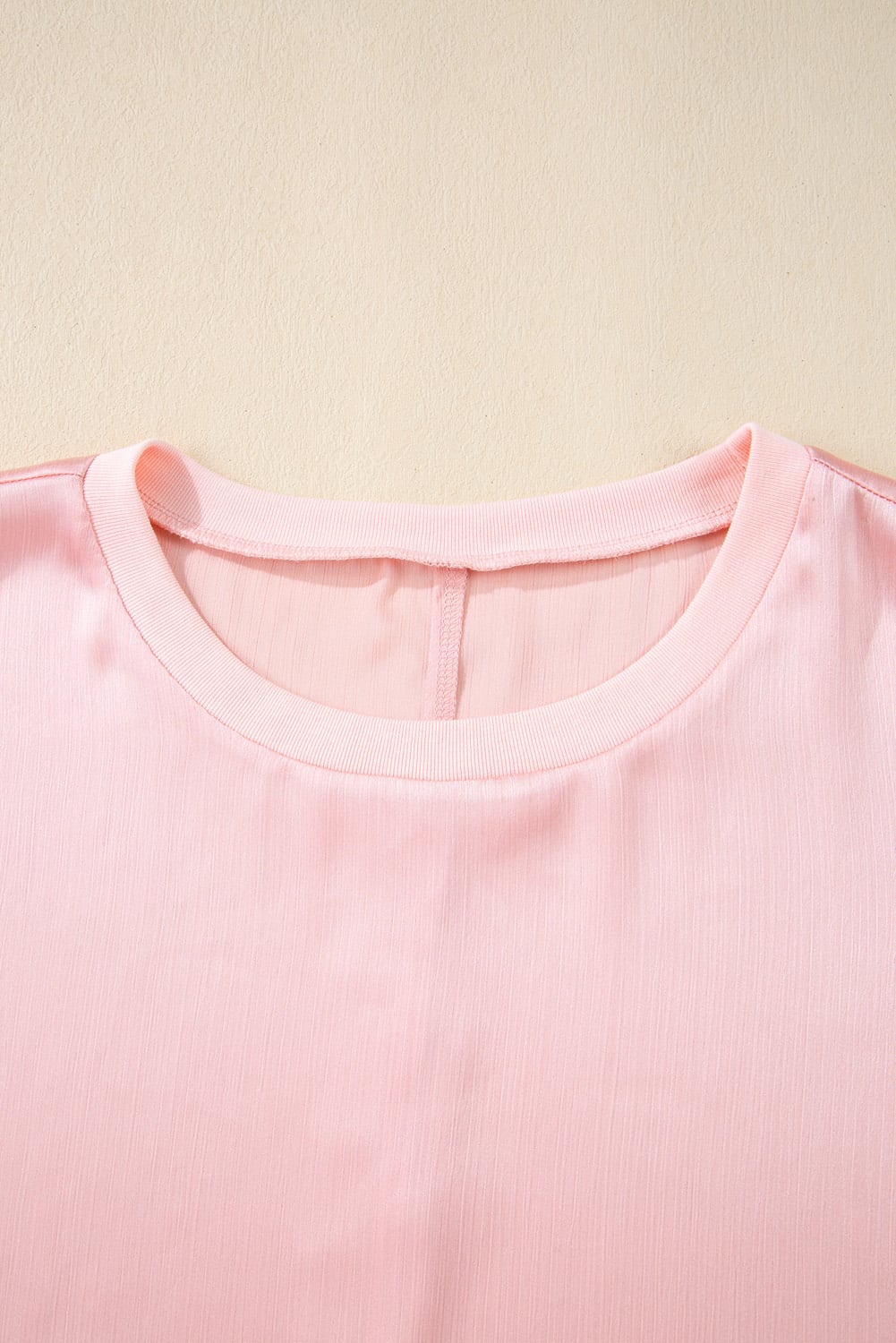 Pink Metallic Gloss Short Batwing Sleeve Plus Size Top