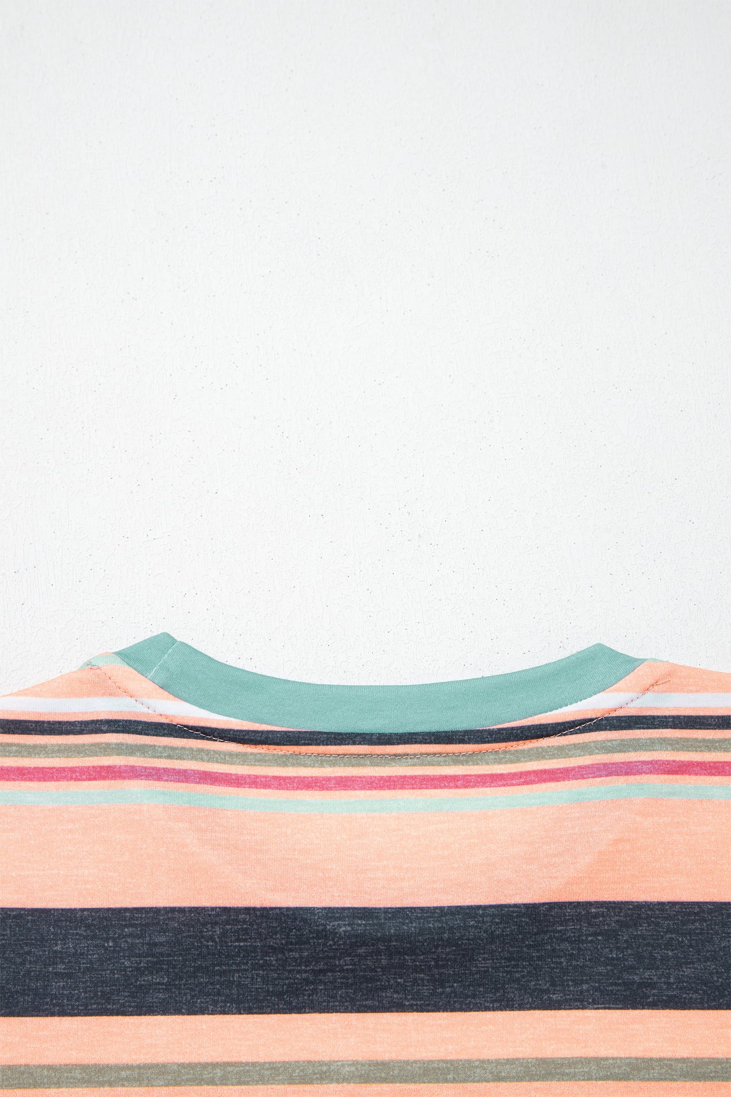 Pink Multicolor Stripes Crew Neck T Shirt