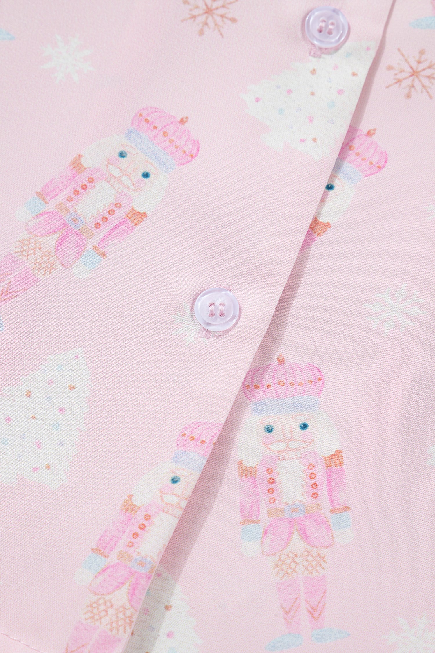 Pink Bow Tie Front Christmas Nutcracker Long Sleeve Shirt Shorts Pajama Set