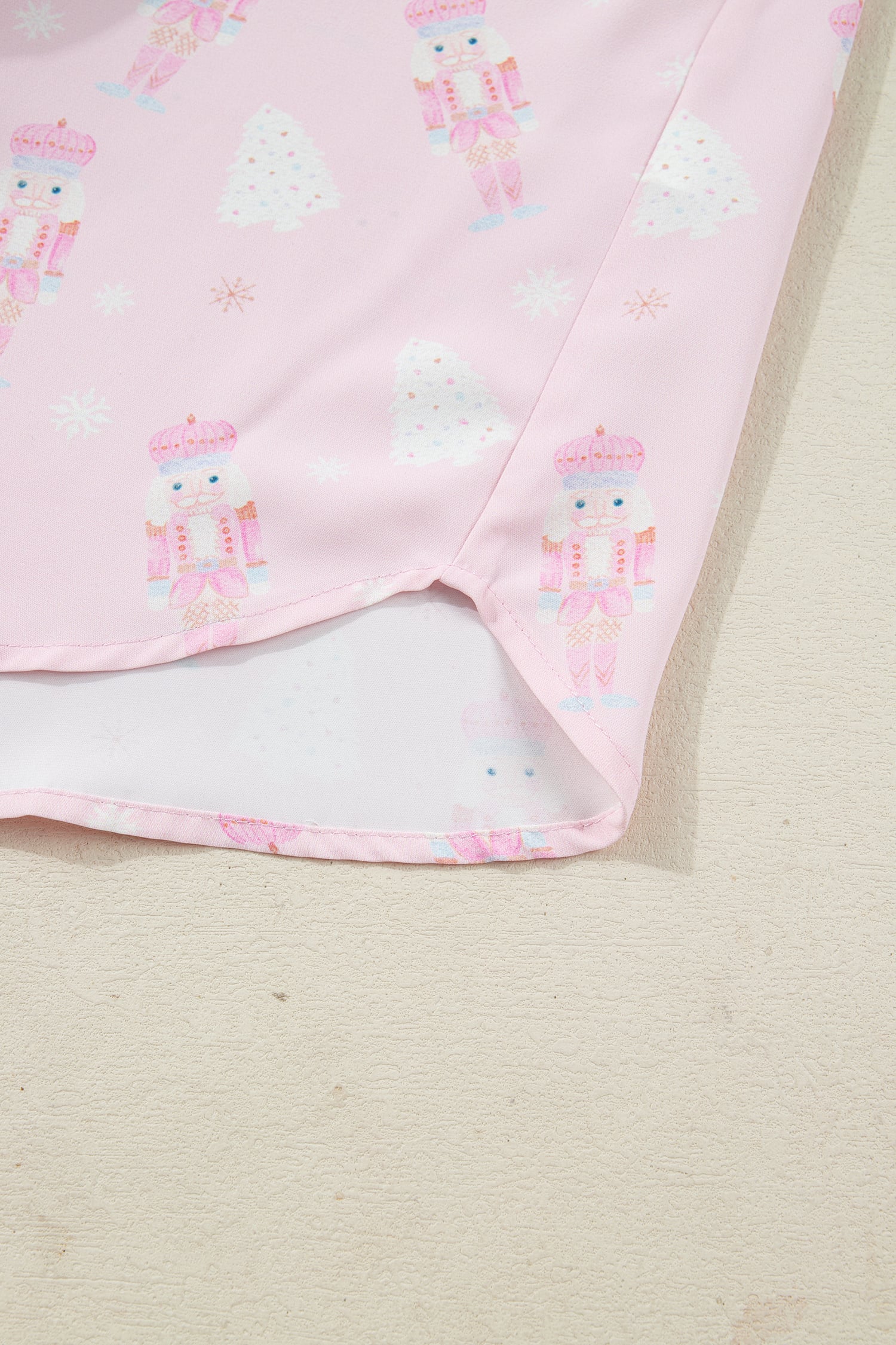 Pink Bow Tie Front Christmas Nutcracker Long Sleeve Shirt Shorts Pajama Set