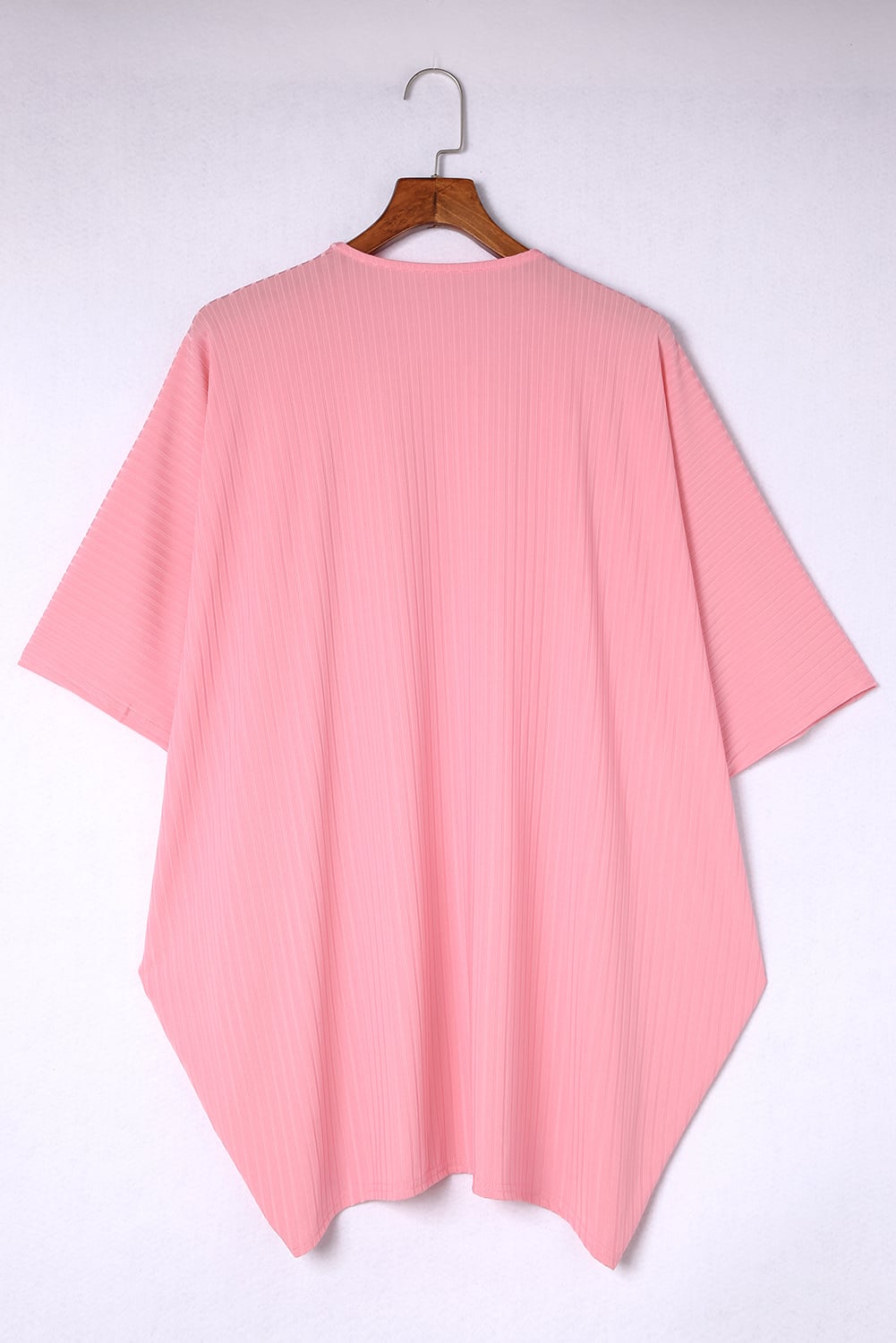 Pink Pink Pink Shimmer Ribbed Texture Plus Size Cardigan