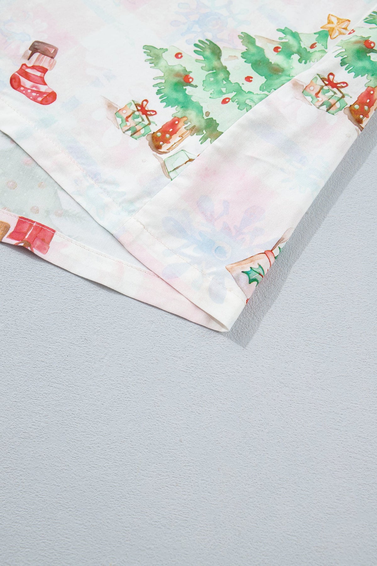 Pink Plaid Snowflake Christmas Gingerbread Man Print Long 2pcs Lounge Set