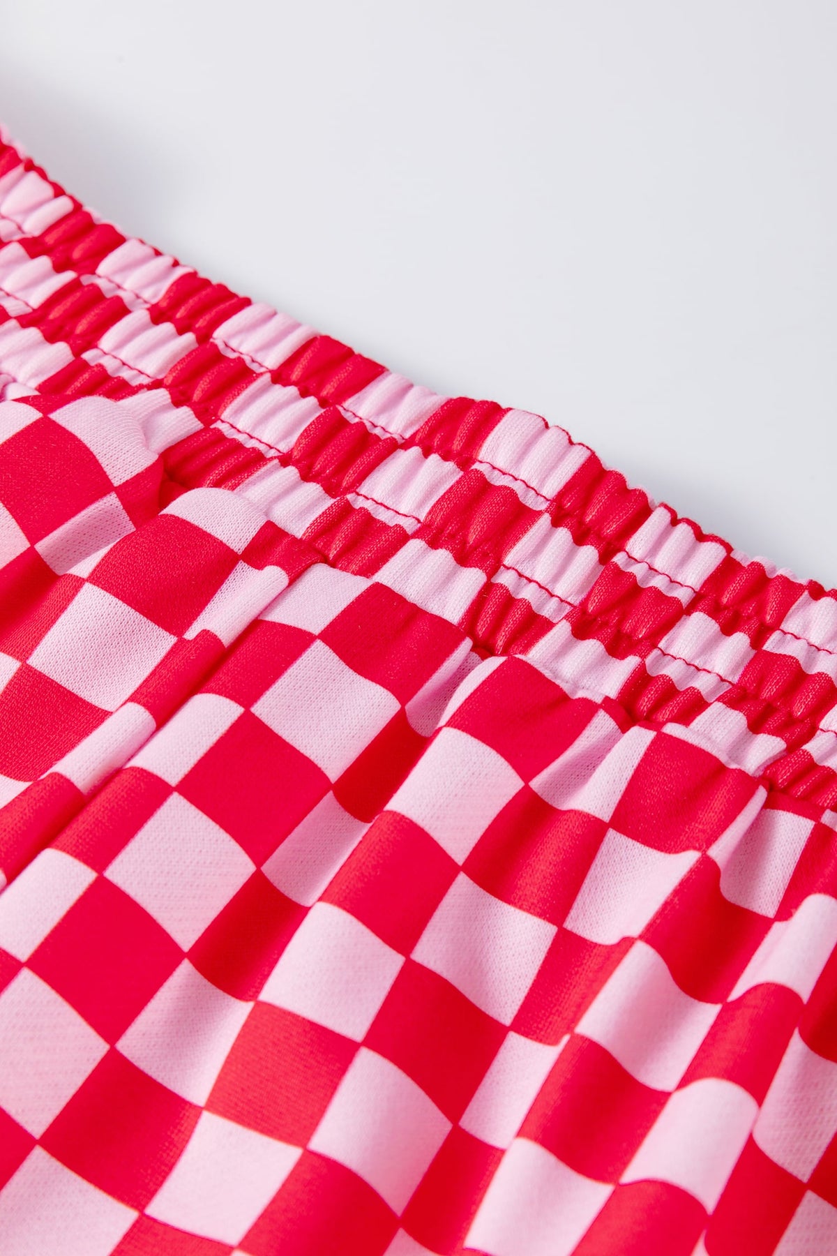 Pink Plus Size Checkered Pattern Loose Casual Pants