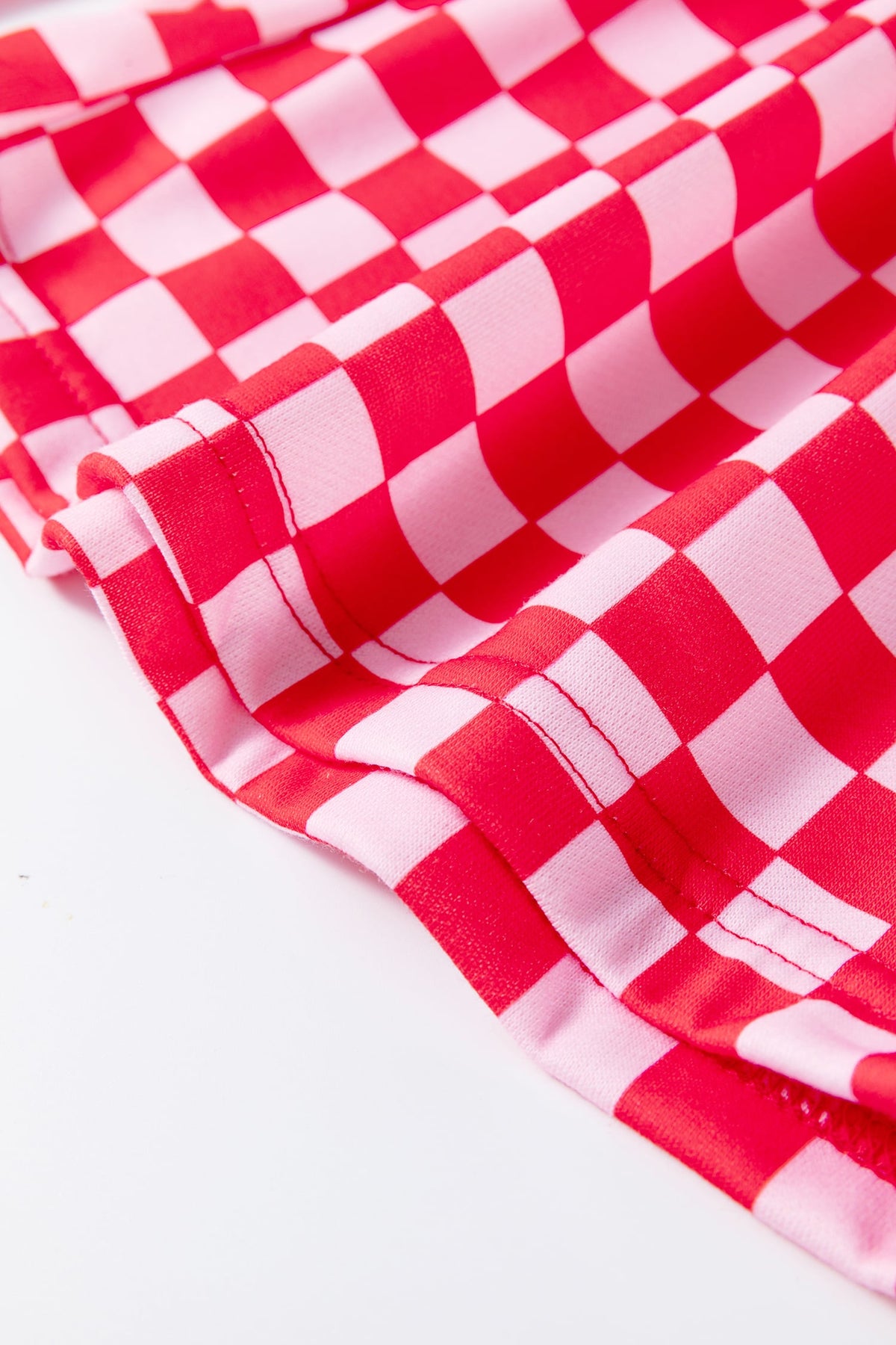 Pink Plus Size Checkered Pattern Loose Casual Pants
