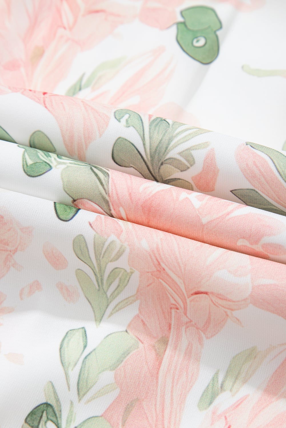 Pink Plus Size Floral Print Striped Detail Short Summer Dress