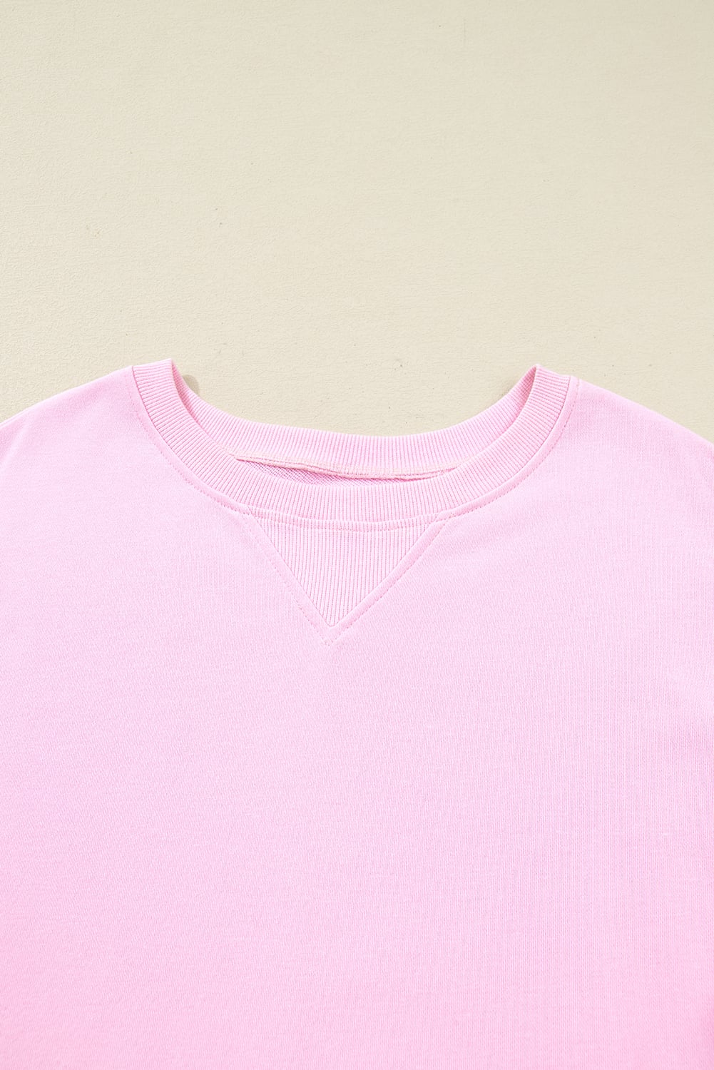 Pink Plus Size Mix Floral Patched Sleeve Ribbed Trim Baggy Sweatshirt