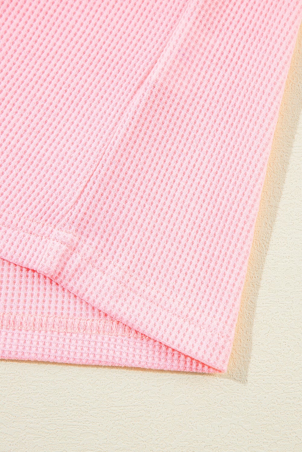 Pink Plus Size Ribbed Exposed Seam Tee and Shorts Set