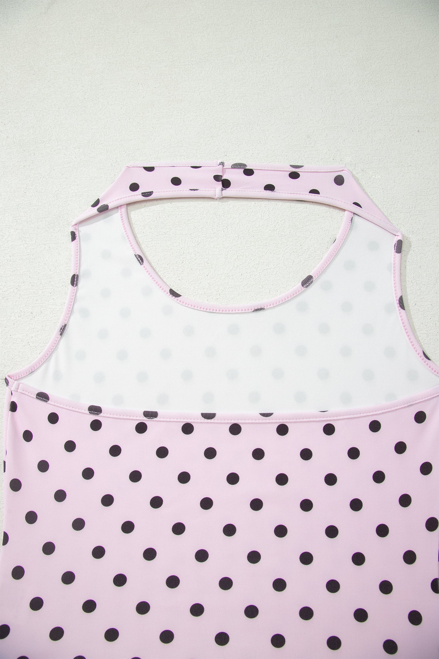 Pink Polka Dot Halter Tank Drawstring Elastic Waist Short Set