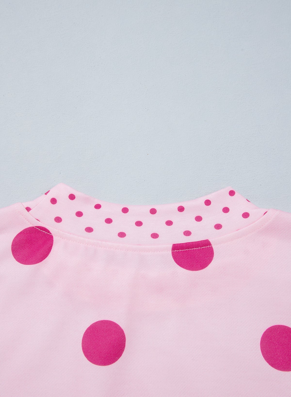 Pink Polka Dot Print Contrast Detail Oversized Tunic Sweatshirt