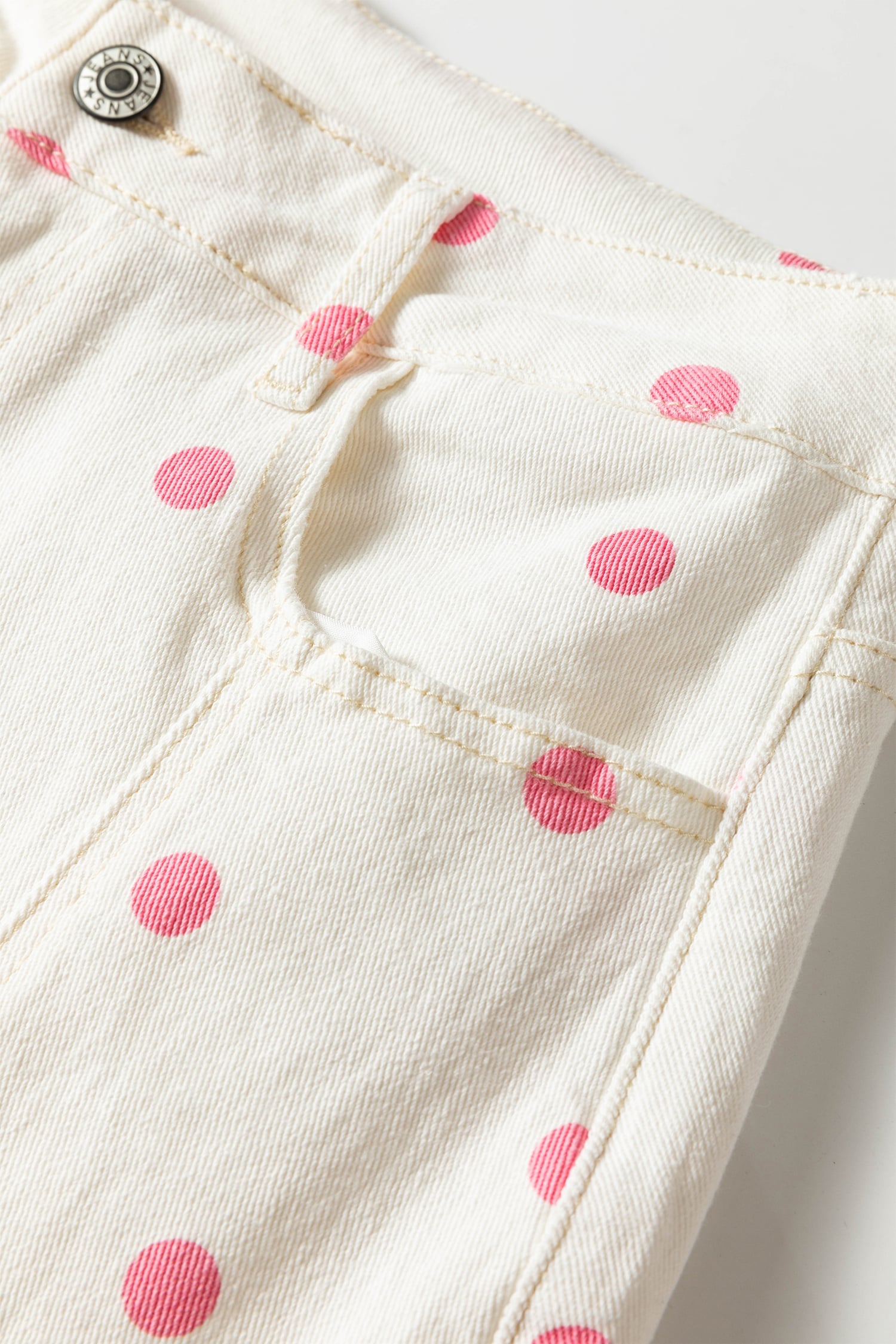 Pink Tailored Seam Polka Dot Print Ankle Length Casual Jeans