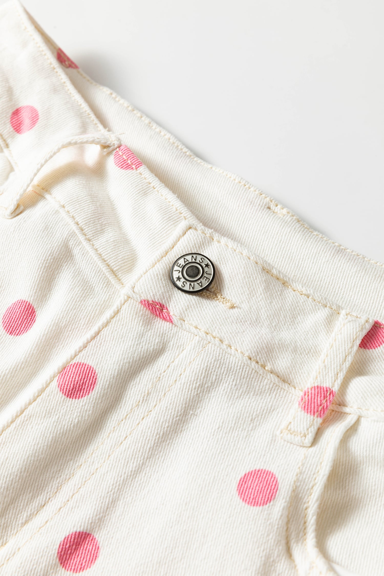 Pink Tailored Seam Polka Dot Print Ankle Length Casual Jeans