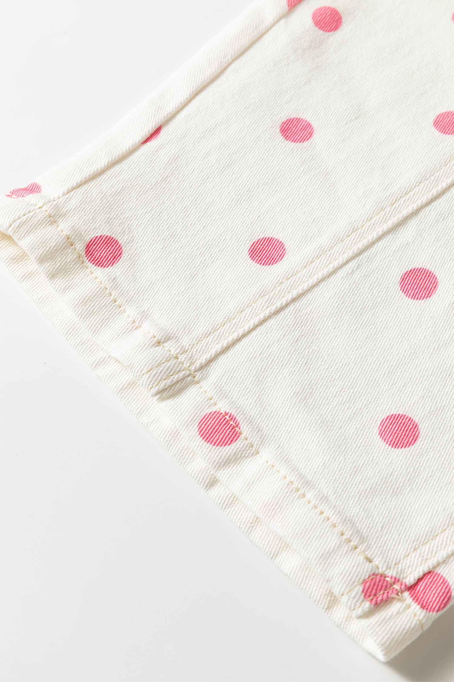 Pink Tailored Seam Polka Dot Print Ankle Length Casual Jeans