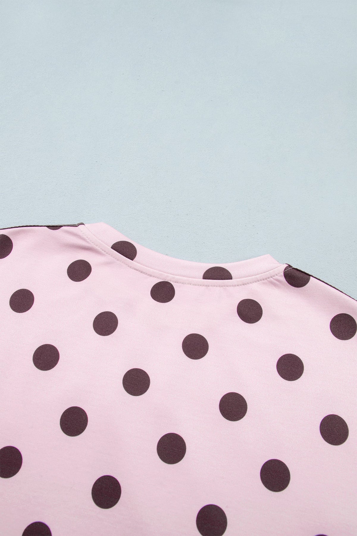 Pink Polka Dot Print Side Stripe Detail Long Sleeve Top Casual Pant Set