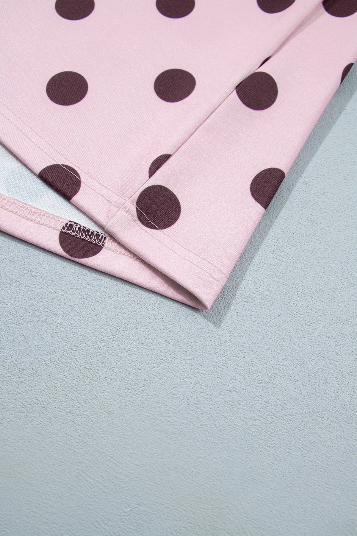 Pink Polka Dot Print Side Stripe Detail Long Sleeve Top Casual Pant Set