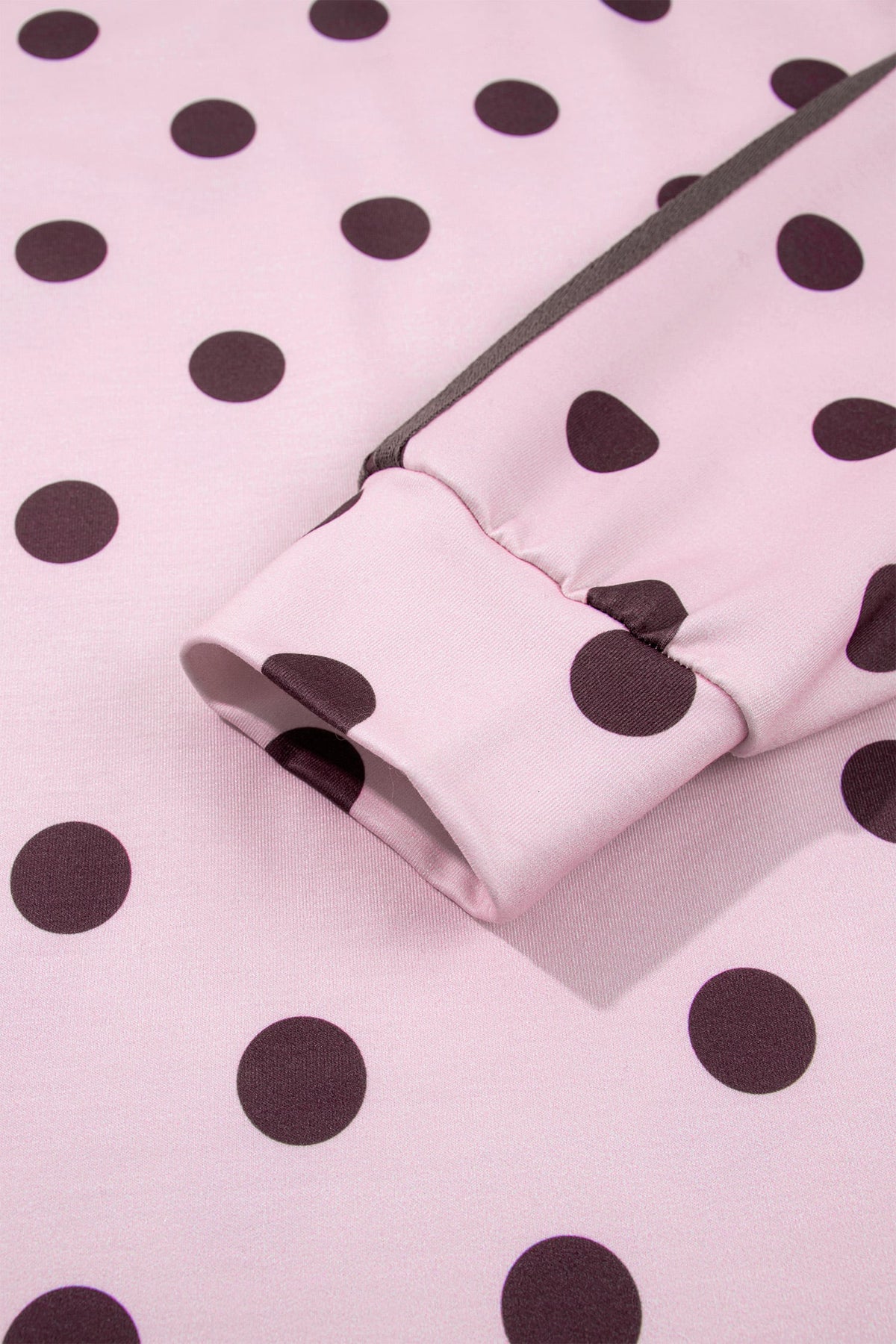 Pink Polka Dot Print Side Stripe Detail Long Sleeve Top Casual Pant Set
