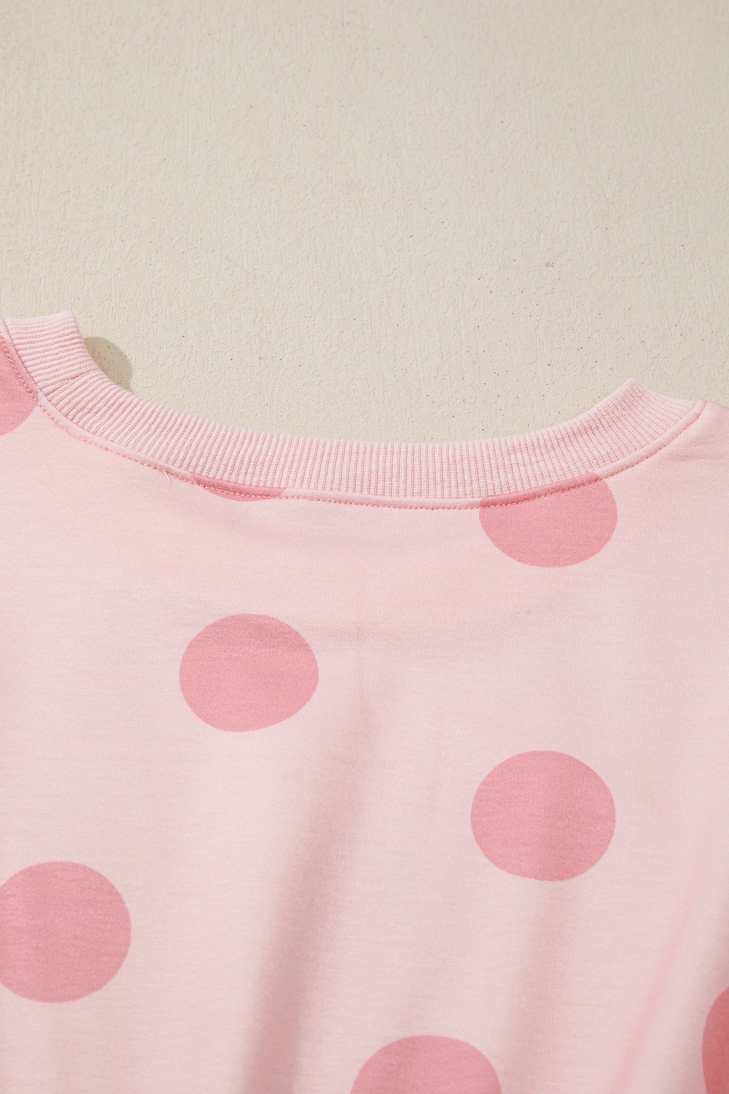 Pink Polka Dot Printed Long Sleeve Flared Mini Dress