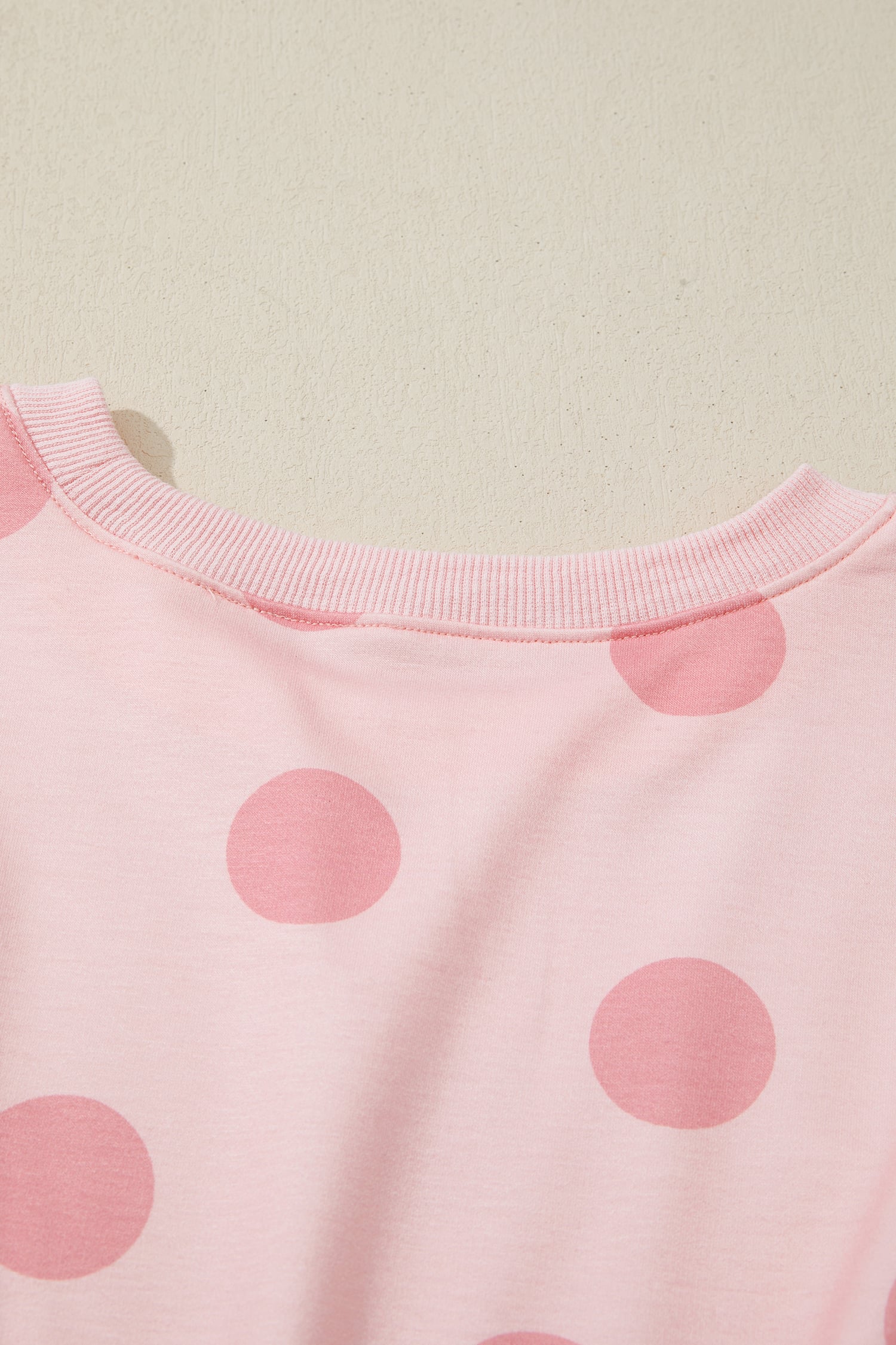 Pink Polka Dot Printed Long Sleeve Flared Mini Dress