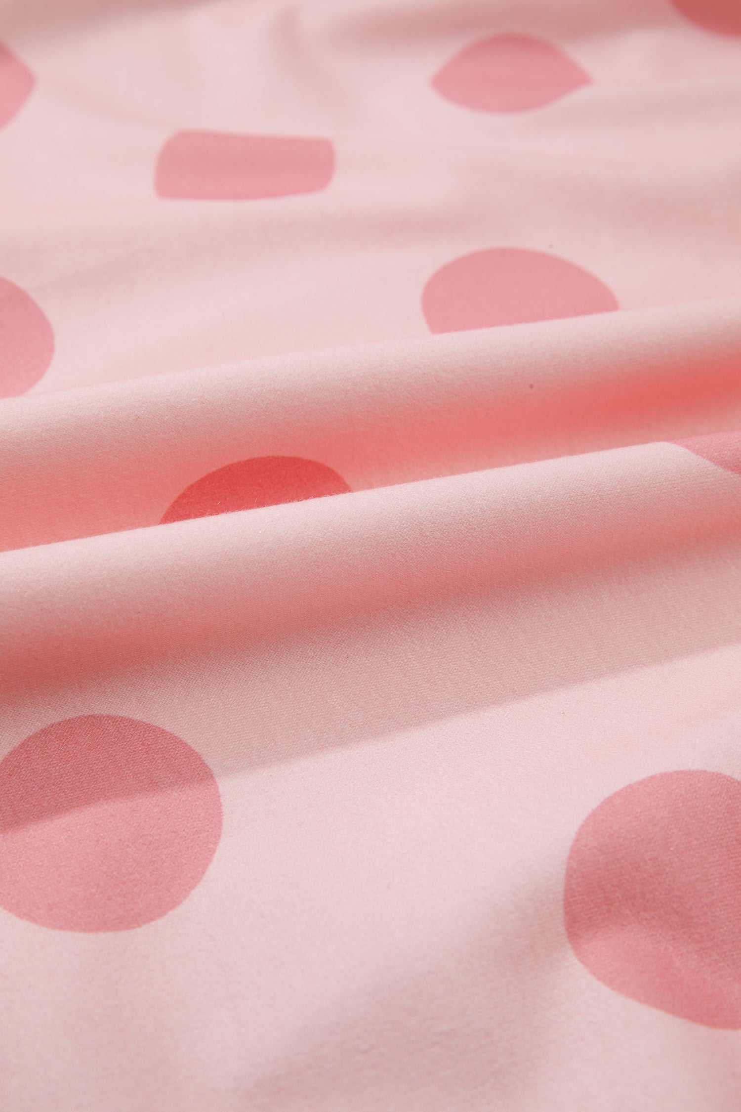 Pink Polka Dot Printed Long Sleeve Flared Mini Dress