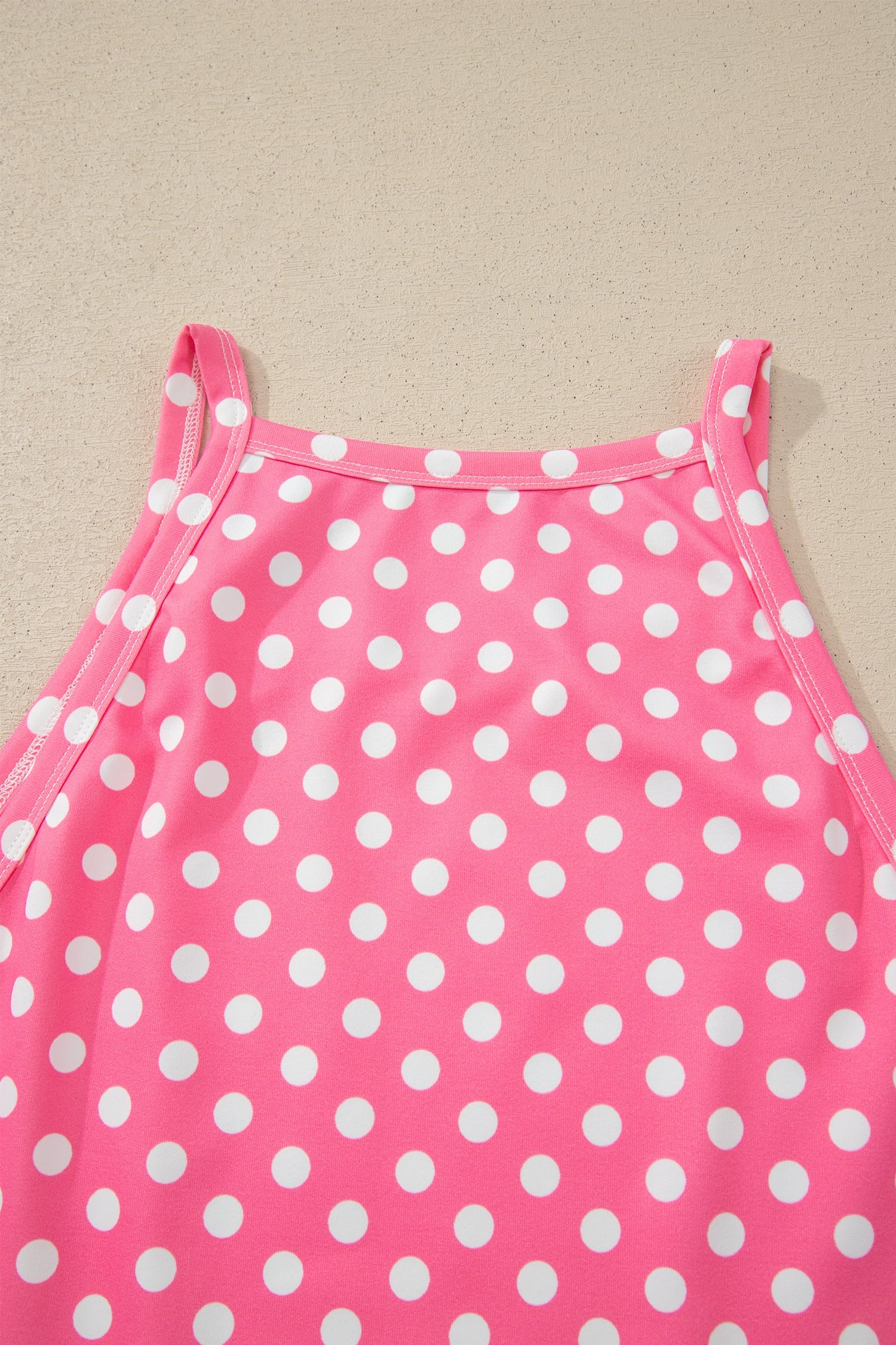 Pink Polka Dot Print Slim Tank Loose Pants 2pcs Outfit