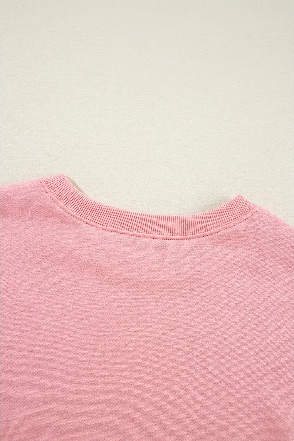 Pink Solid Classic Crewneck Pullover Sweatshirt