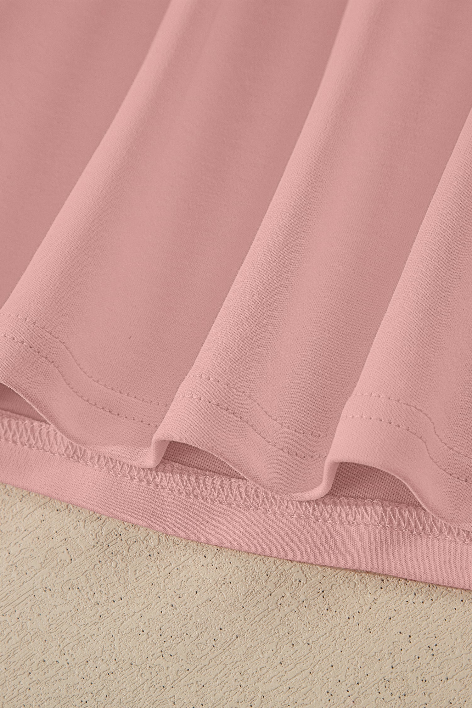 Pink Solid Color High Neck Oversize Tee