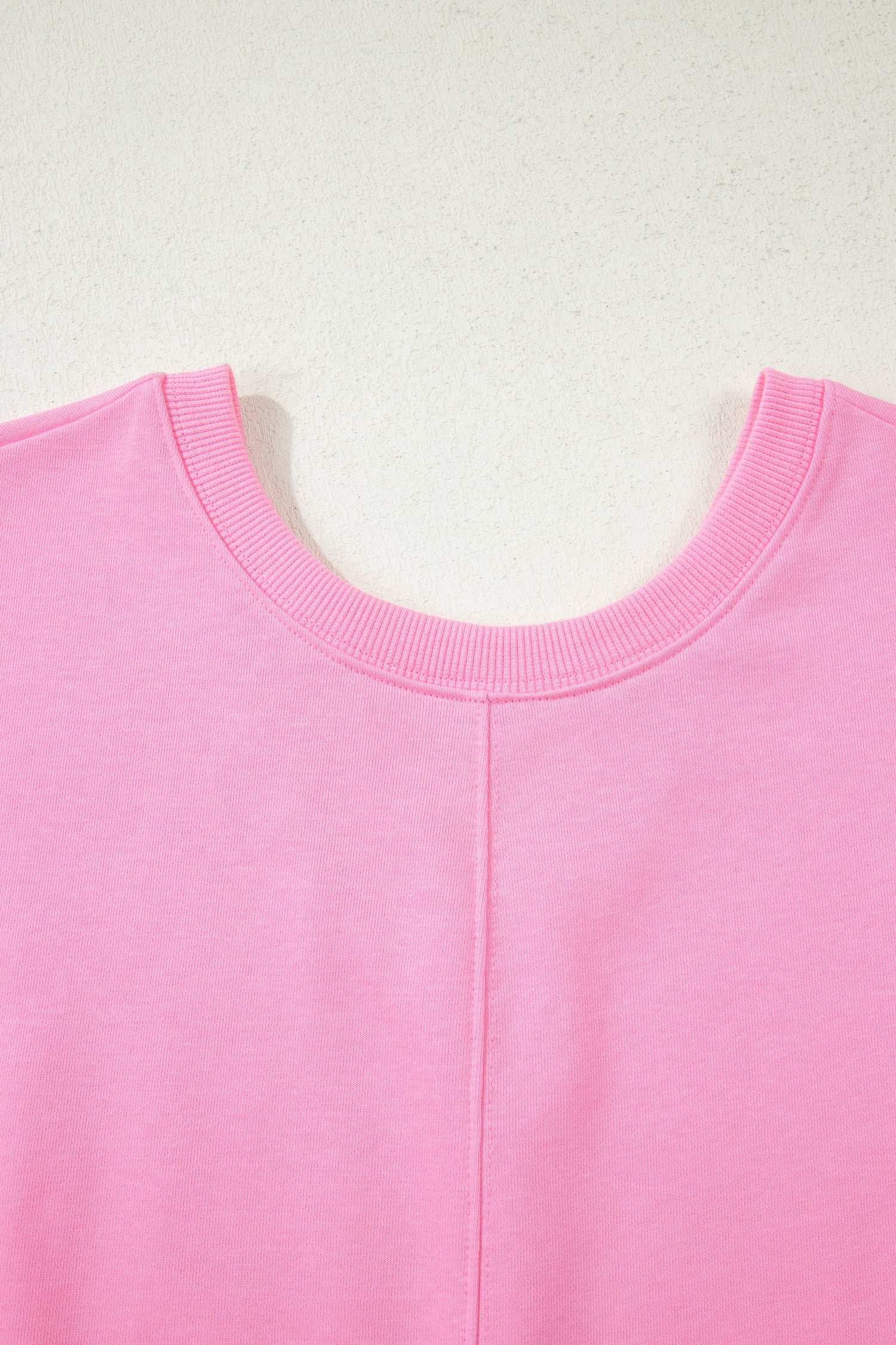 Pink Solid Color Raw Edge Half Sleeve Pocketed Loose Romper