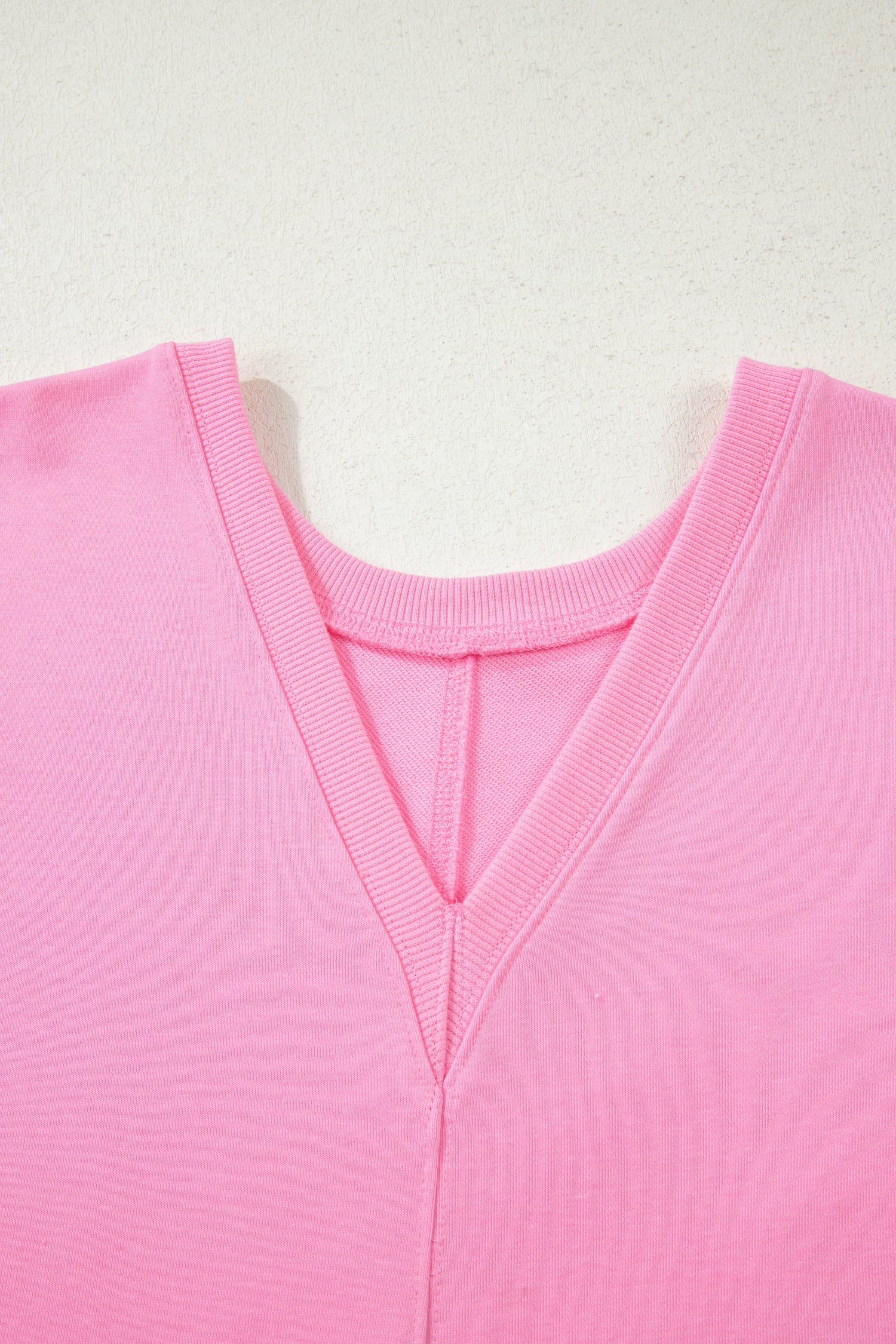 Pink Solid Color Raw Edge Half Sleeve Pocketed Loose Romper