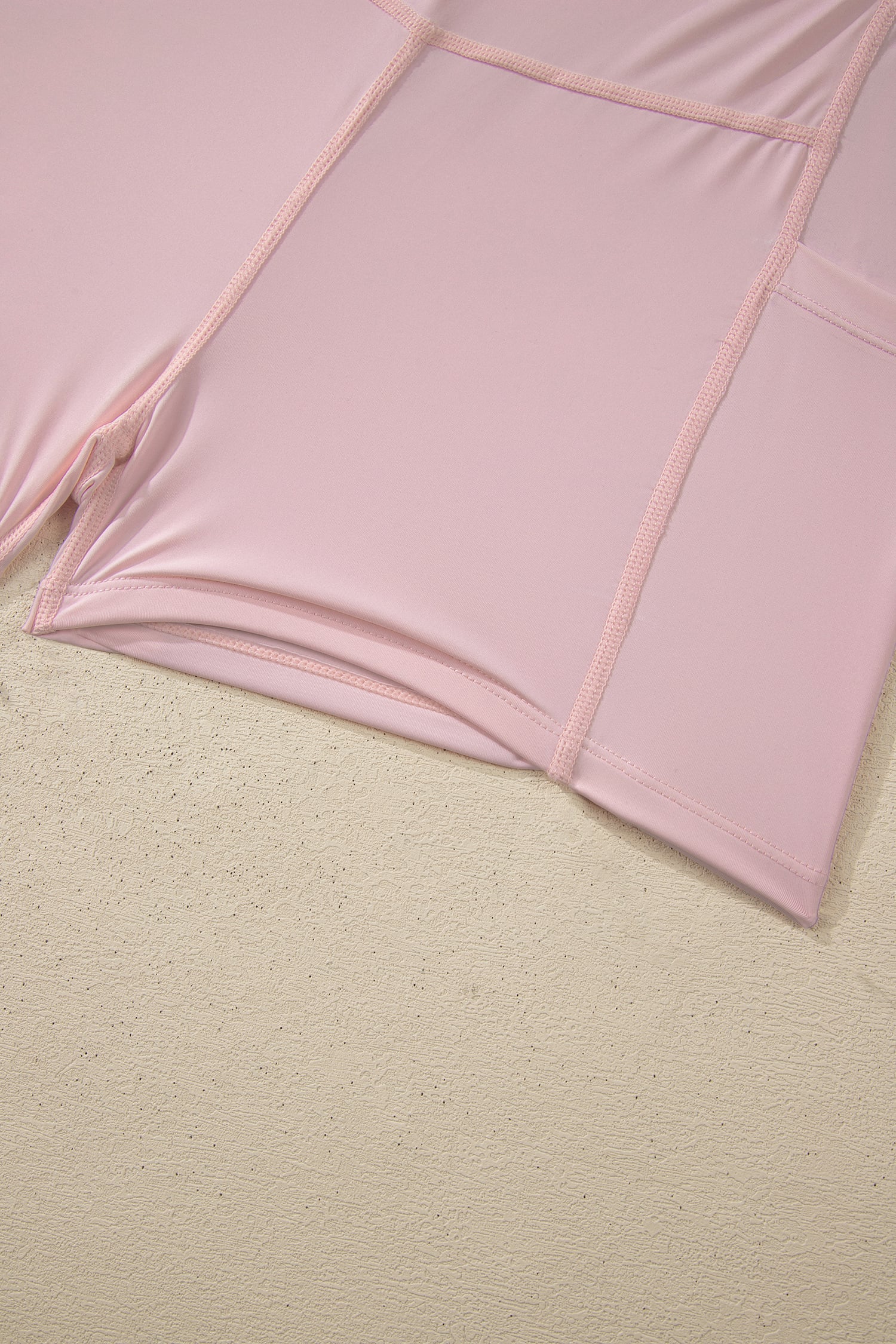 Pink Solid Color Tunic Tank Dress Athletic Shorts Two Piece Set