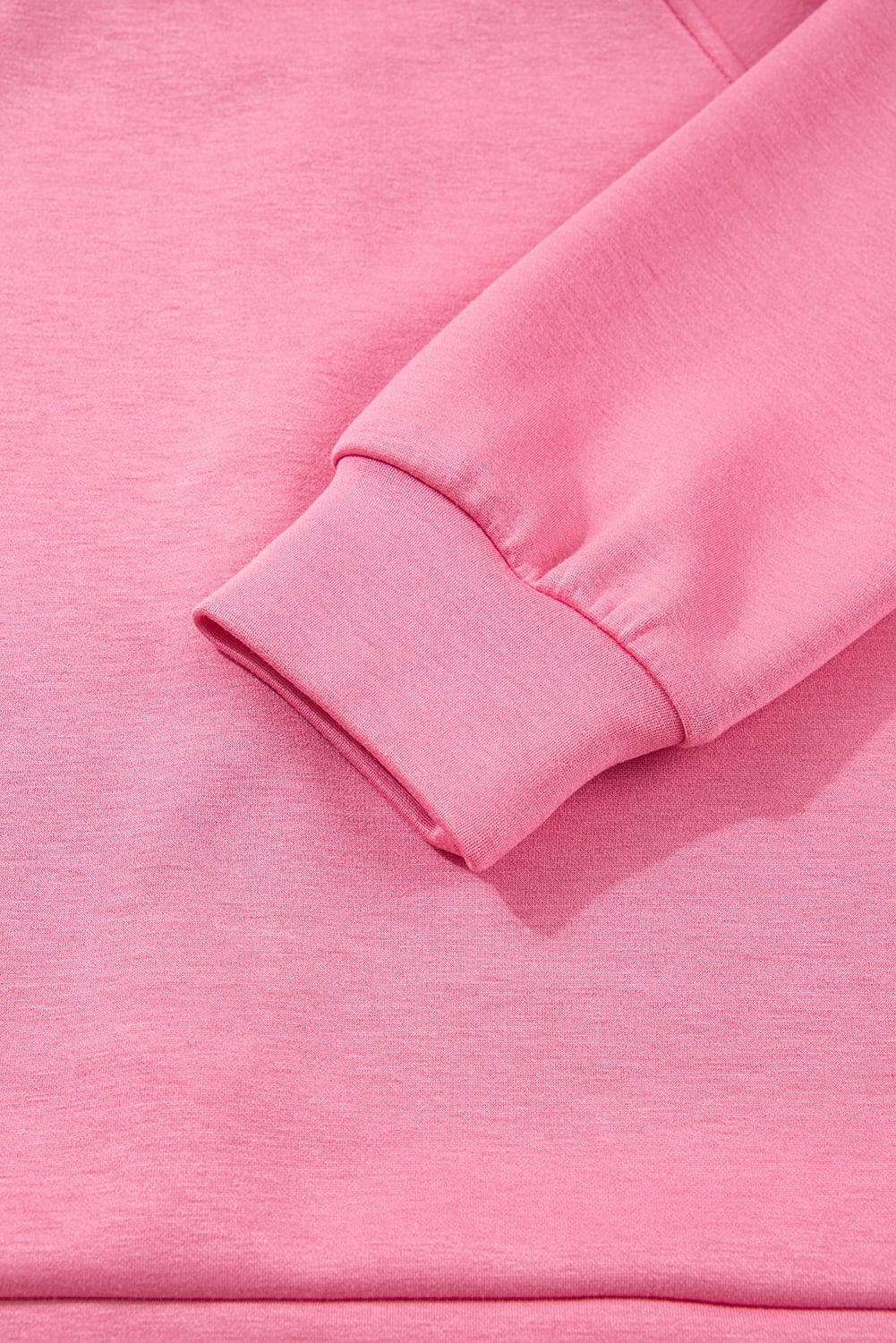 Pink Solid Color Zip Up Hoodie Drawstring Loose Pants Set
