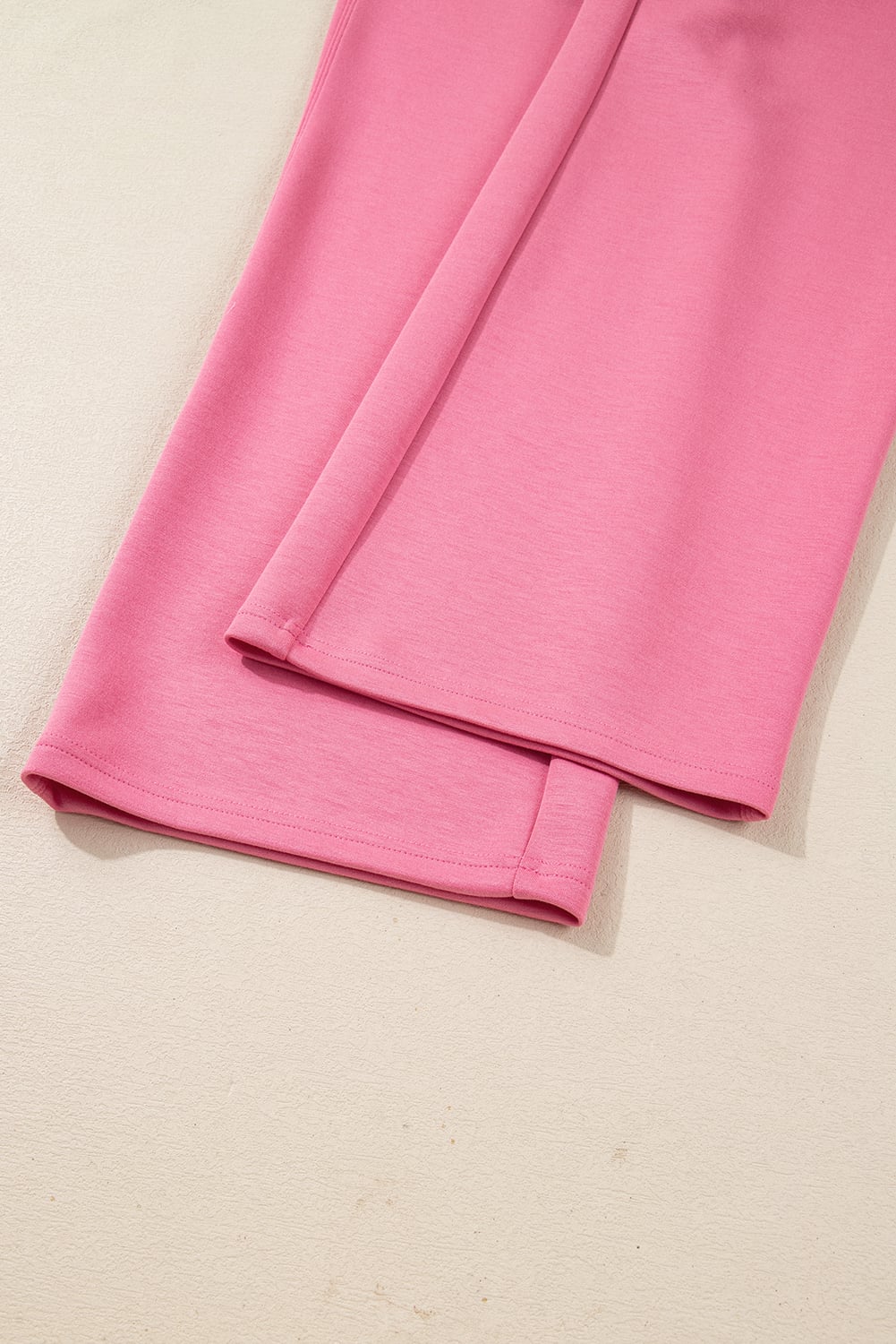 Pink Solid Color Zip Up Hoodie Drawstring Loose Pants Set