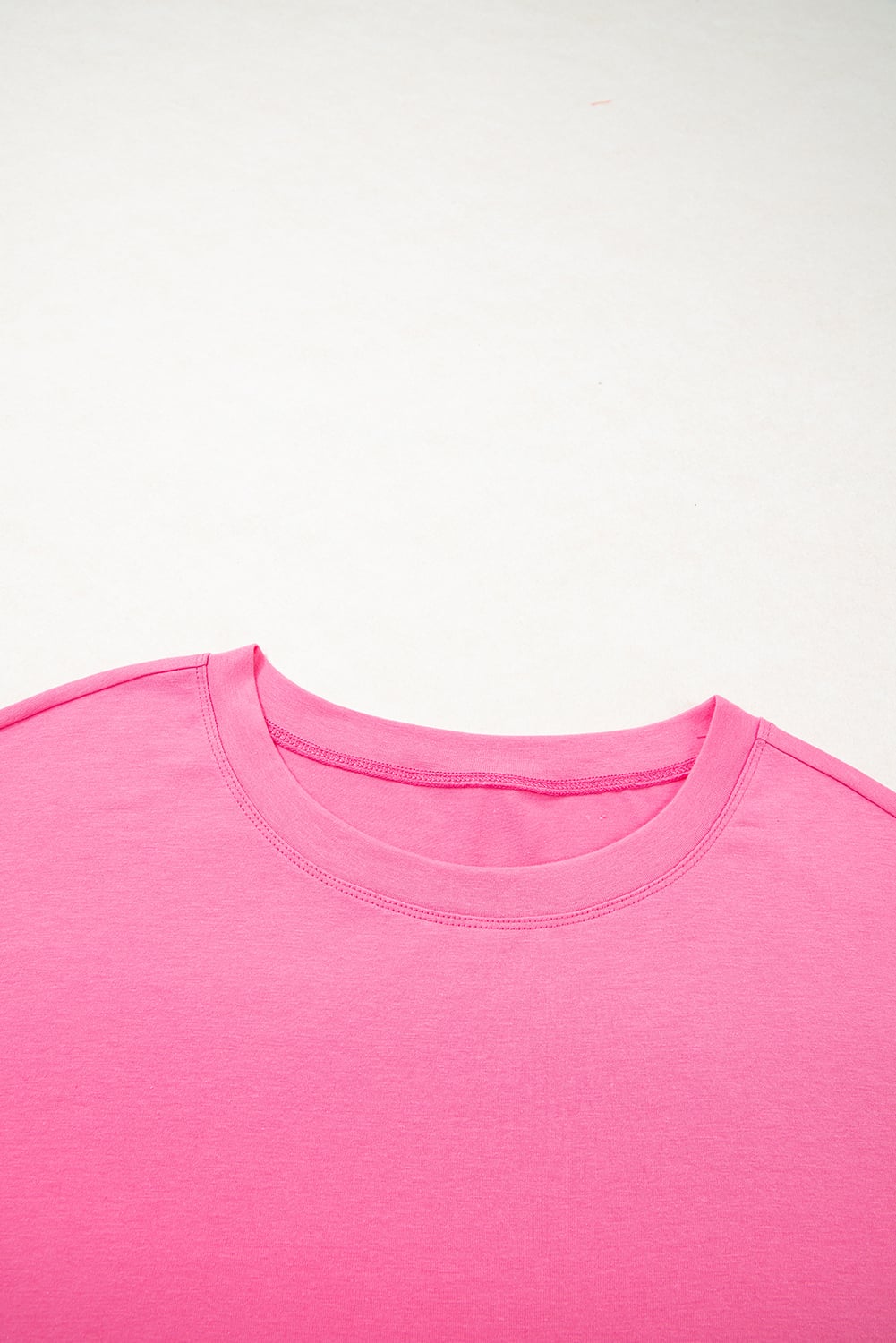Pink Star Patched Colorblock Raw Edge Bracelet Sleeve Plus Size Loose Tee