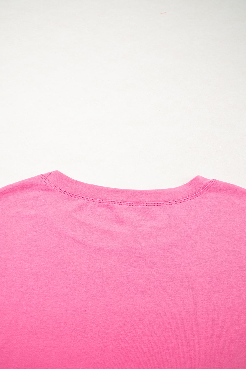 Pink Star Patched Colorblock Raw Edge Bracelet Sleeve Plus Size Loose Tee