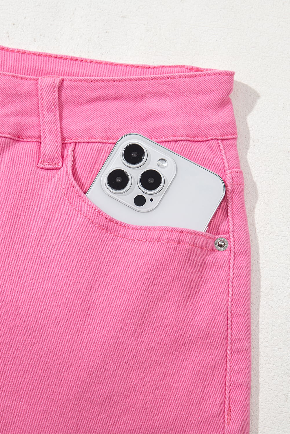 Pink Star Shape Patchwork Mid Waist Straight Leg Jeans