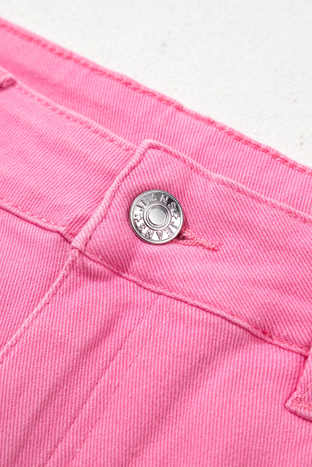 Pink Star Shape Patchwork Mid Waist Straight Leg Jeans