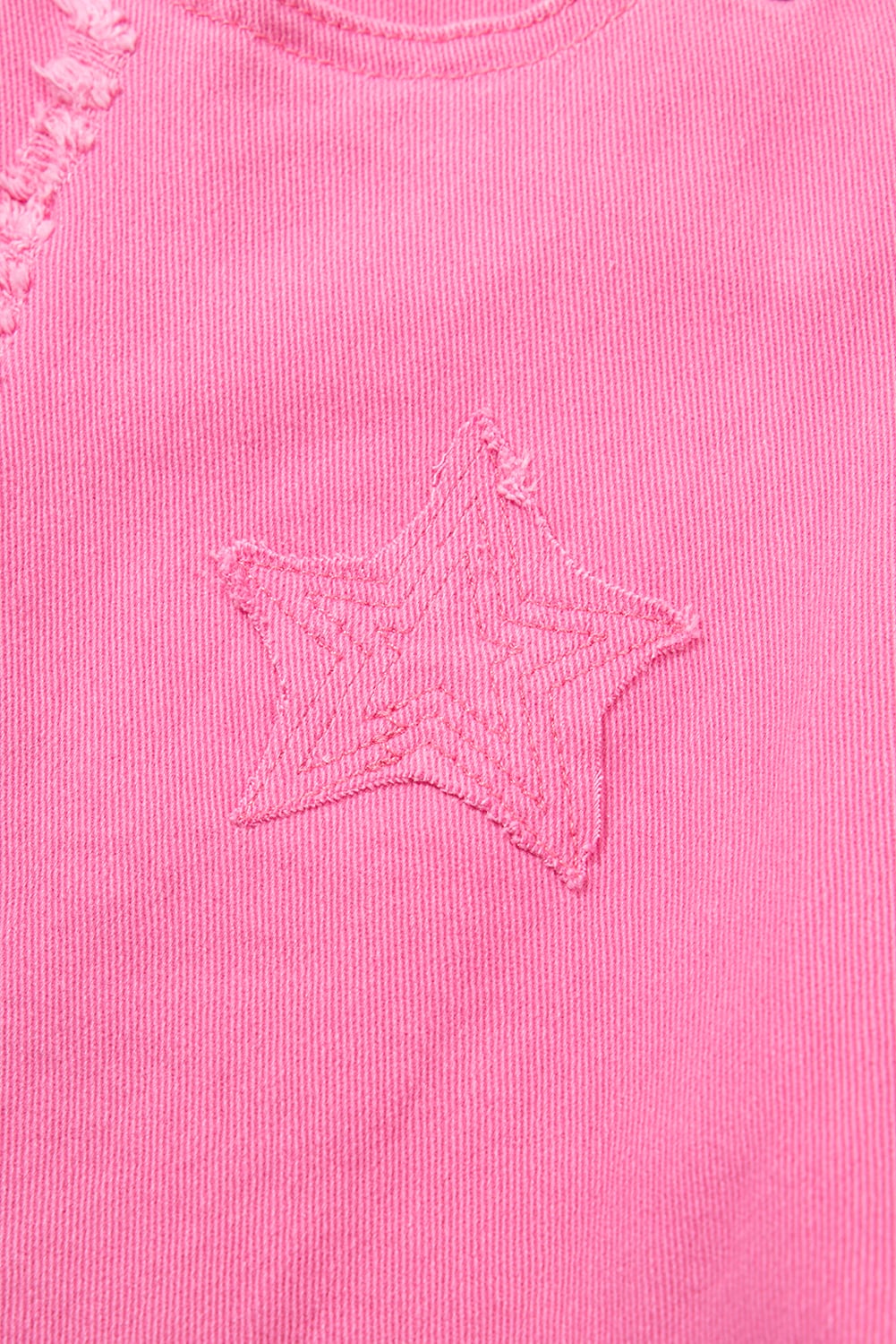 Pink Star Shape Patchwork Mid Waist Straight Leg Jeans
