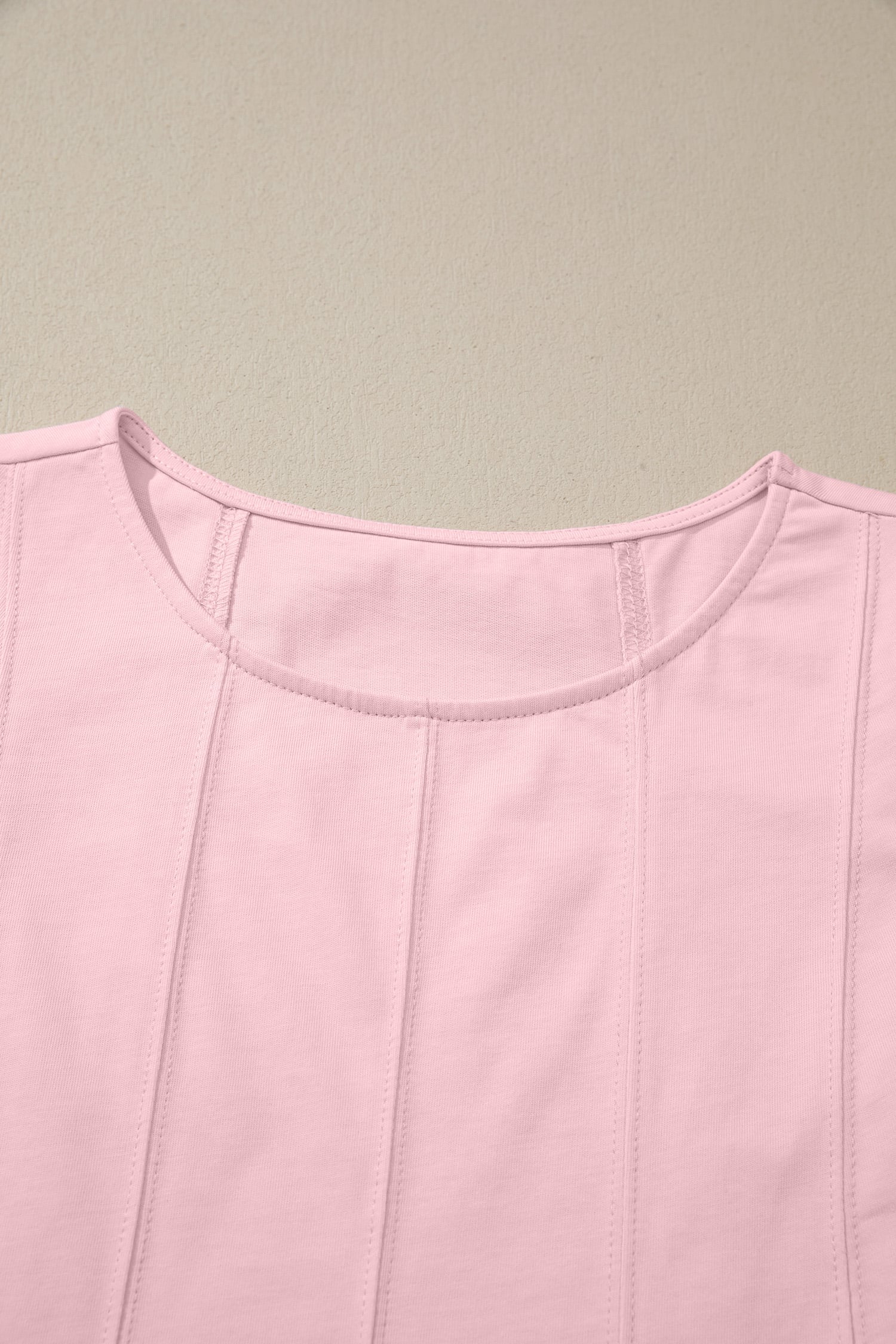 Pink Stitched Detail Loose Tank Top Cotton 2pcs Short Set