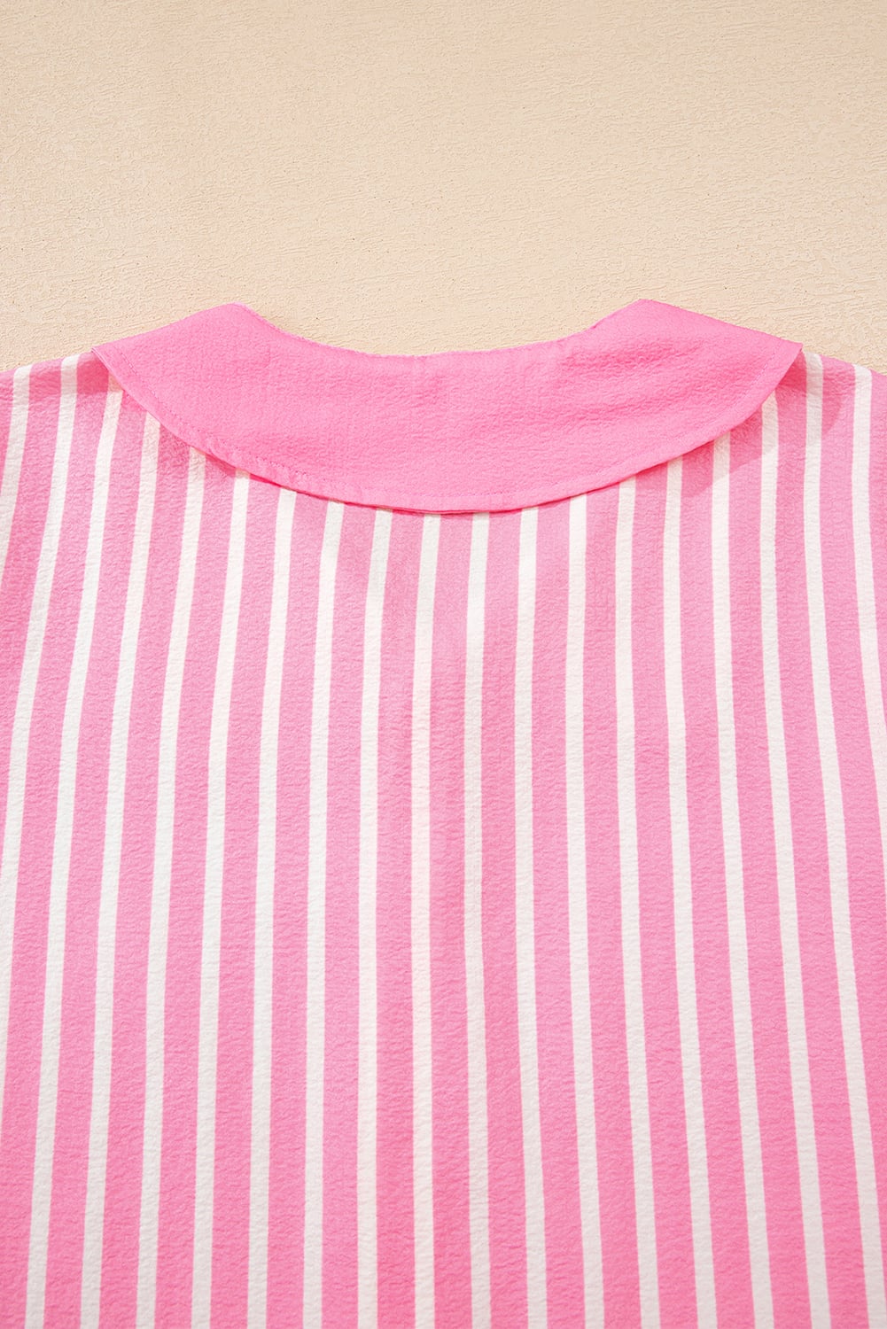 Pink Stripe Buttoned Front Long Sleeve Top and Pants 2 Piece Sleepwear