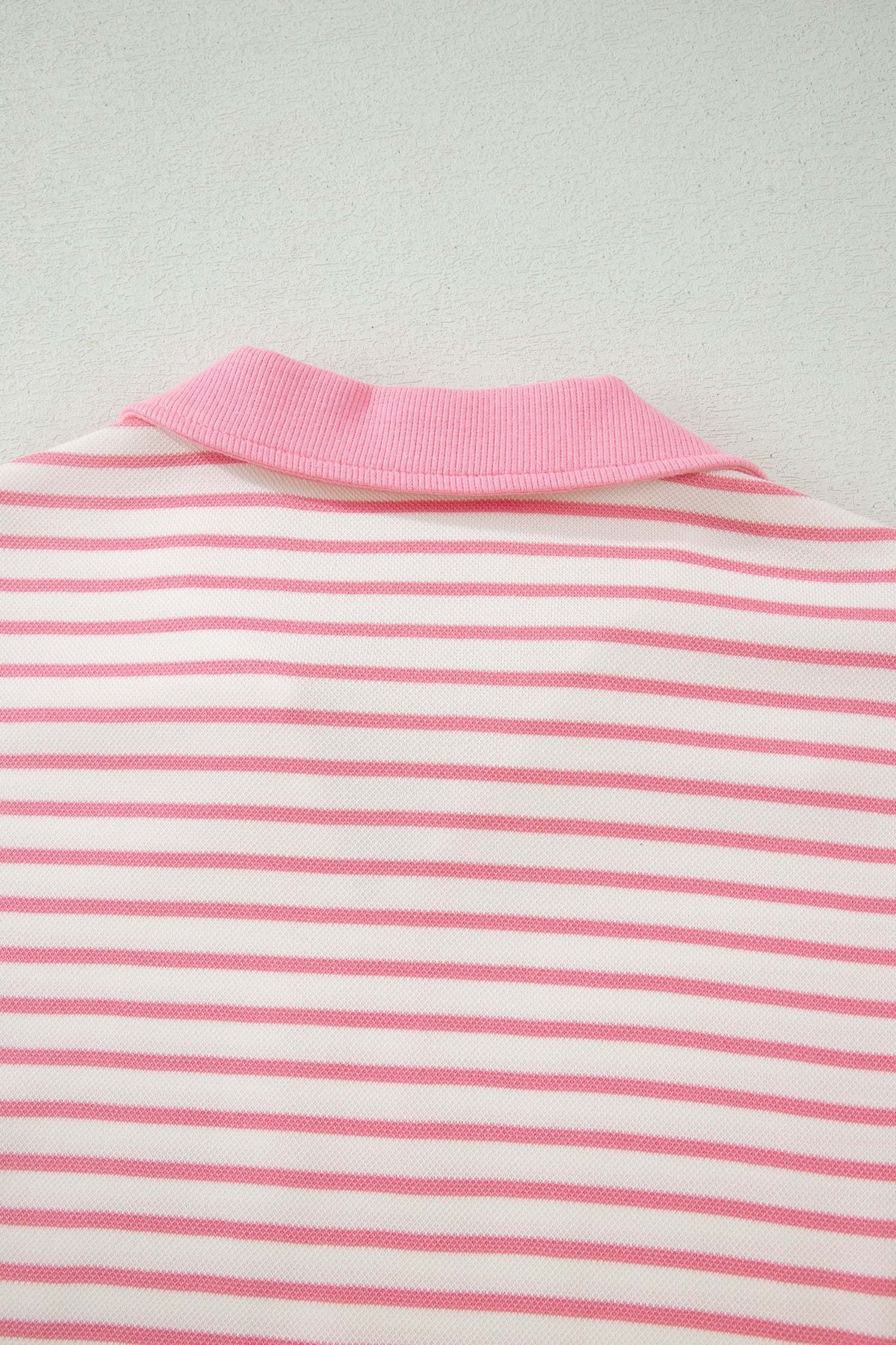Pink Stripe Color Block Patchwork Polo Tee Drawstring Elastic Waist 2pcs Skort Set
