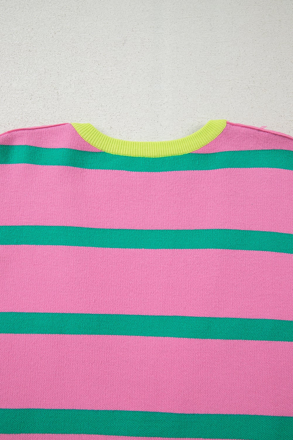Pink Stripe Colorblock Drop Shoulder Buttoned Loose Cardigan