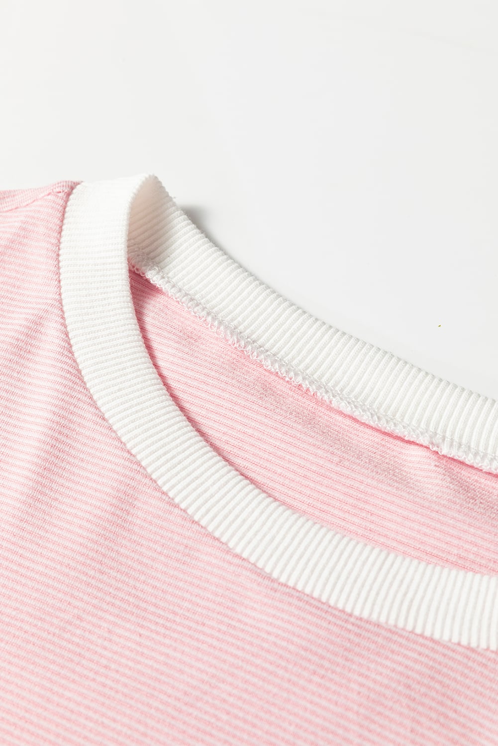 Pink Stripe Contrast Edge Patchwork Long Sleeve Top