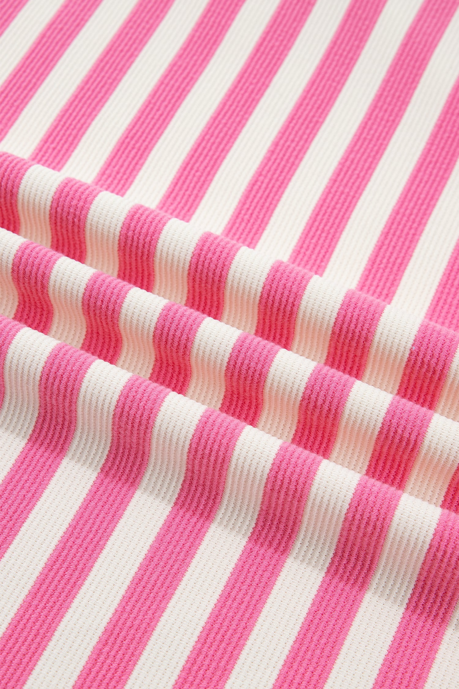Pink Stripe Contrast Patchwork Short Sleeve Loose Tee