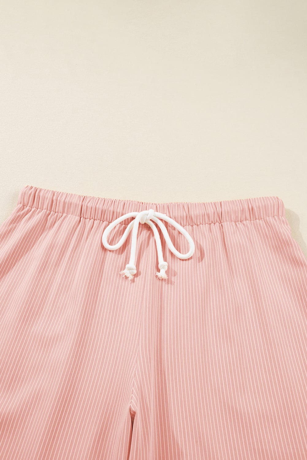 Pink Stripe Drawstring Plus Size Loose Pants