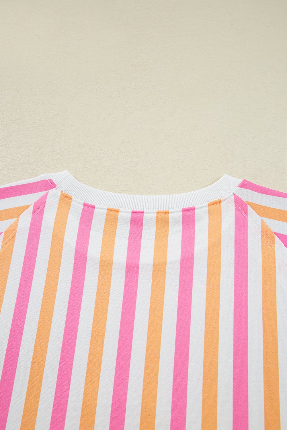 Pink Stripe Drop Shoulder Half Sleeve Loose Tee and Shorts Casual Set