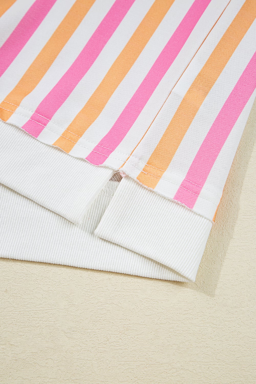 Pink Stripe Drop Shoulder Half Sleeve Loose Tee and Shorts Casual Set