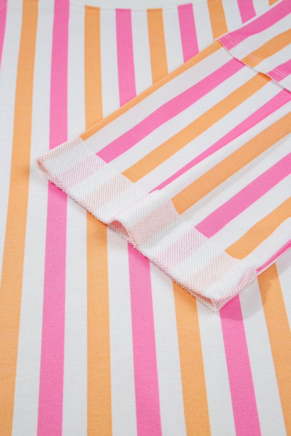Pink Stripe Drop Shoulder Half Sleeve Loose Tee and Shorts Casual Set