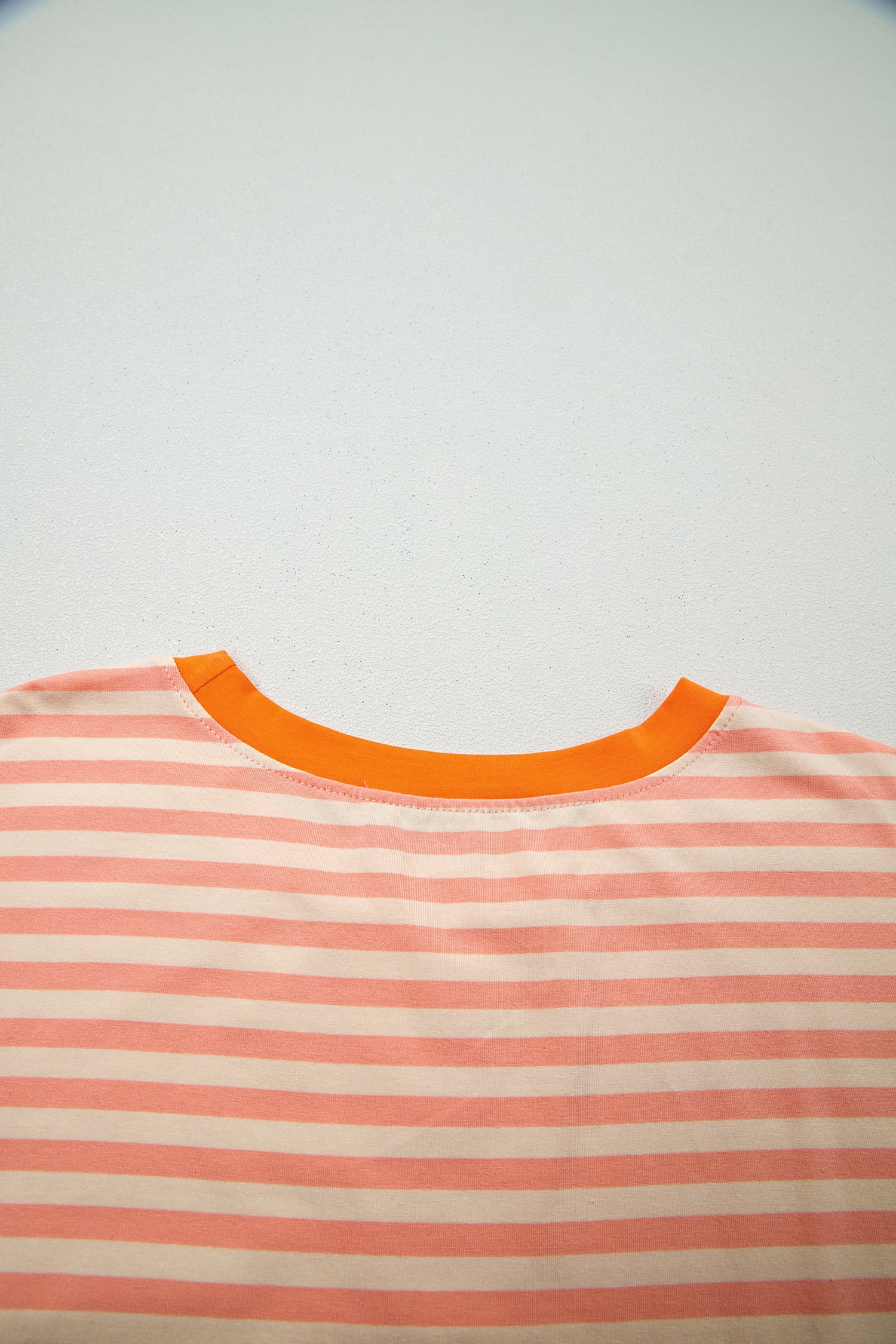 Pink Stripe Drop Shoulder T Shirt and Shorts Plus Size Summer Set