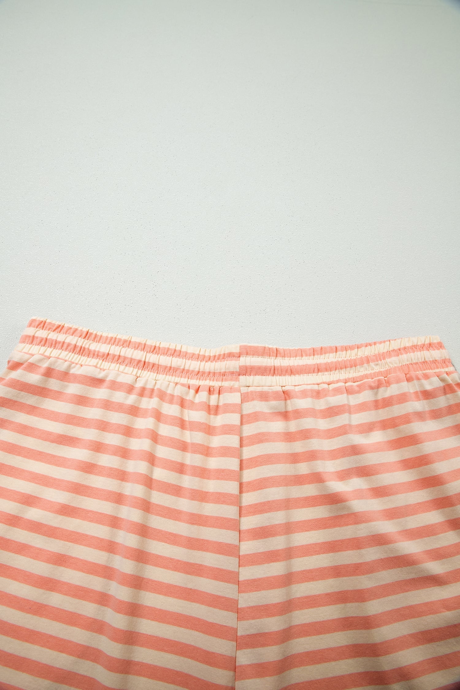 Pink Stripe Drop Shoulder T Shirt and Shorts Plus Size Summer Set