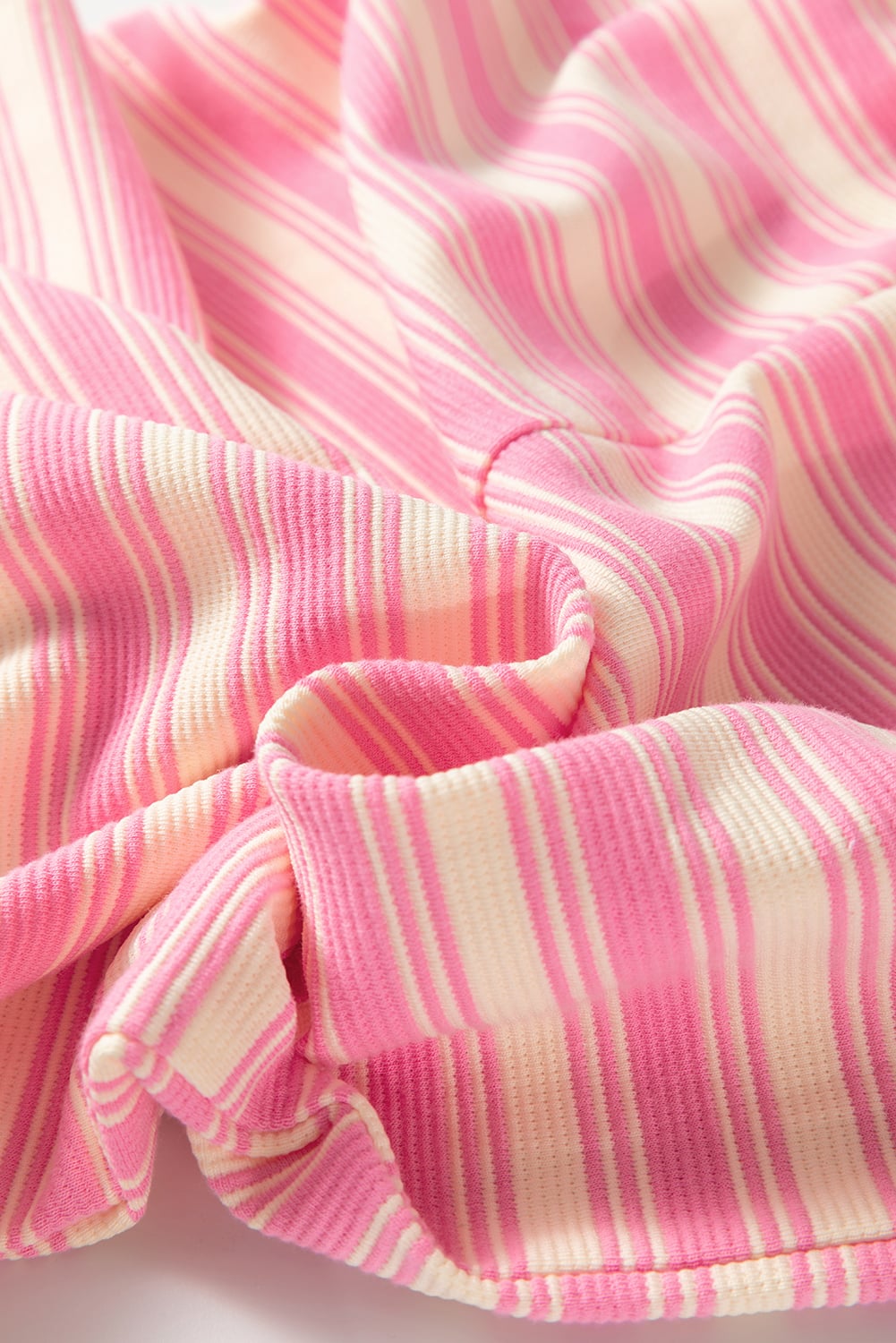 Pink Stripe Knotted Strap Patched Pocket Romper